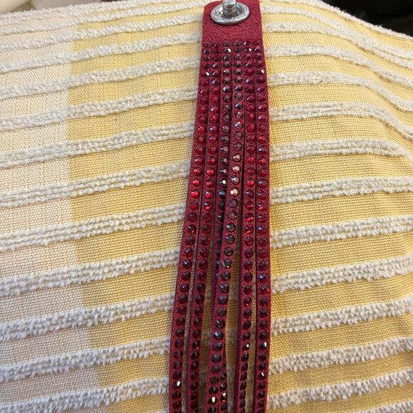 Swarovski Slake Wrap Bracelet Burgundy with Clear Crystal Stones Adjustable Crys - Picture 7 of 7